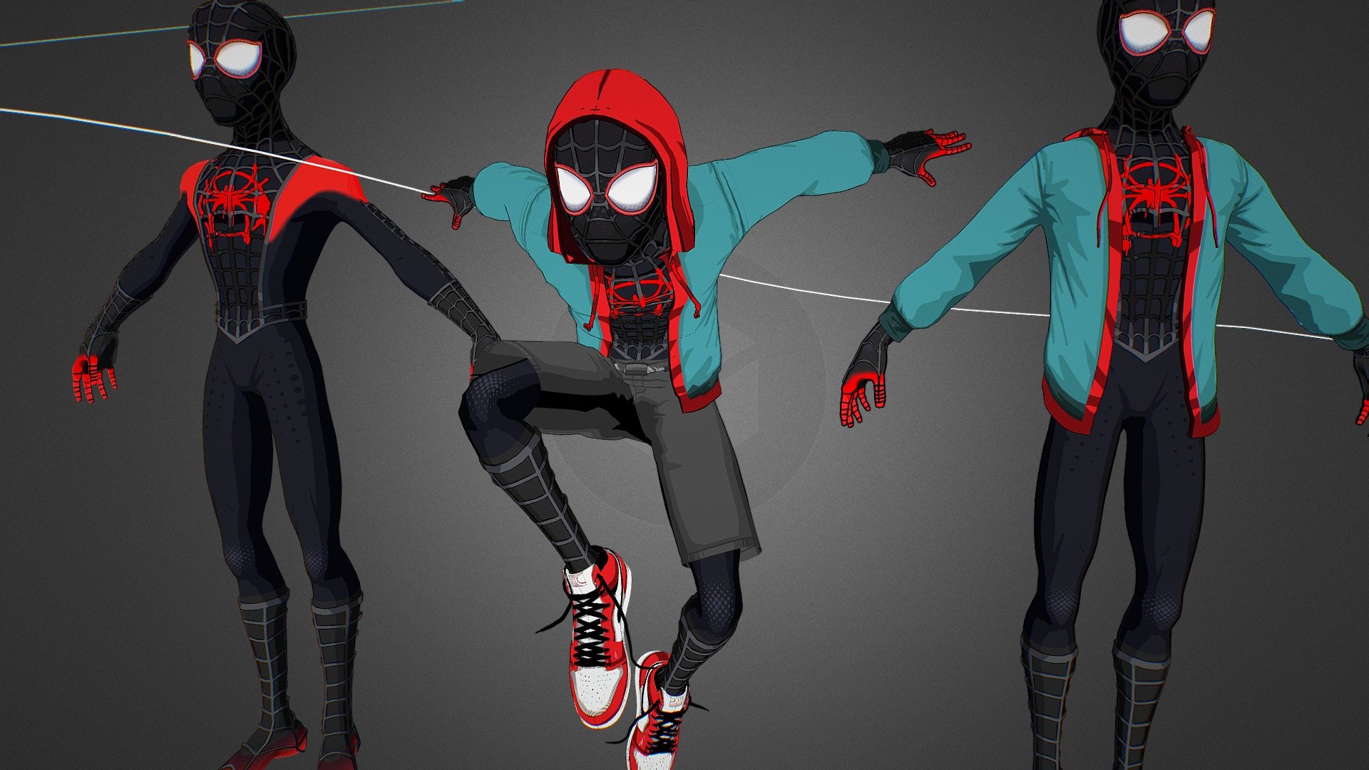 Miles Morales From Spiderman: into the spider verse in my style
face and body rigged
Rigged  in blender using Rigify addon, compatible with blender 3.0, 2.90, 2.80, etc.
Works on Eevee and Cycles.


Rigged
Handpainted
3 types of jacket
Eevee
Cycles

the blend files is in the additional file - Spider-Man Miles Morales (Full Rigged) - Buy Royalty Free 3D model by Rodrigo Gomes (@rodzombi) 3d model