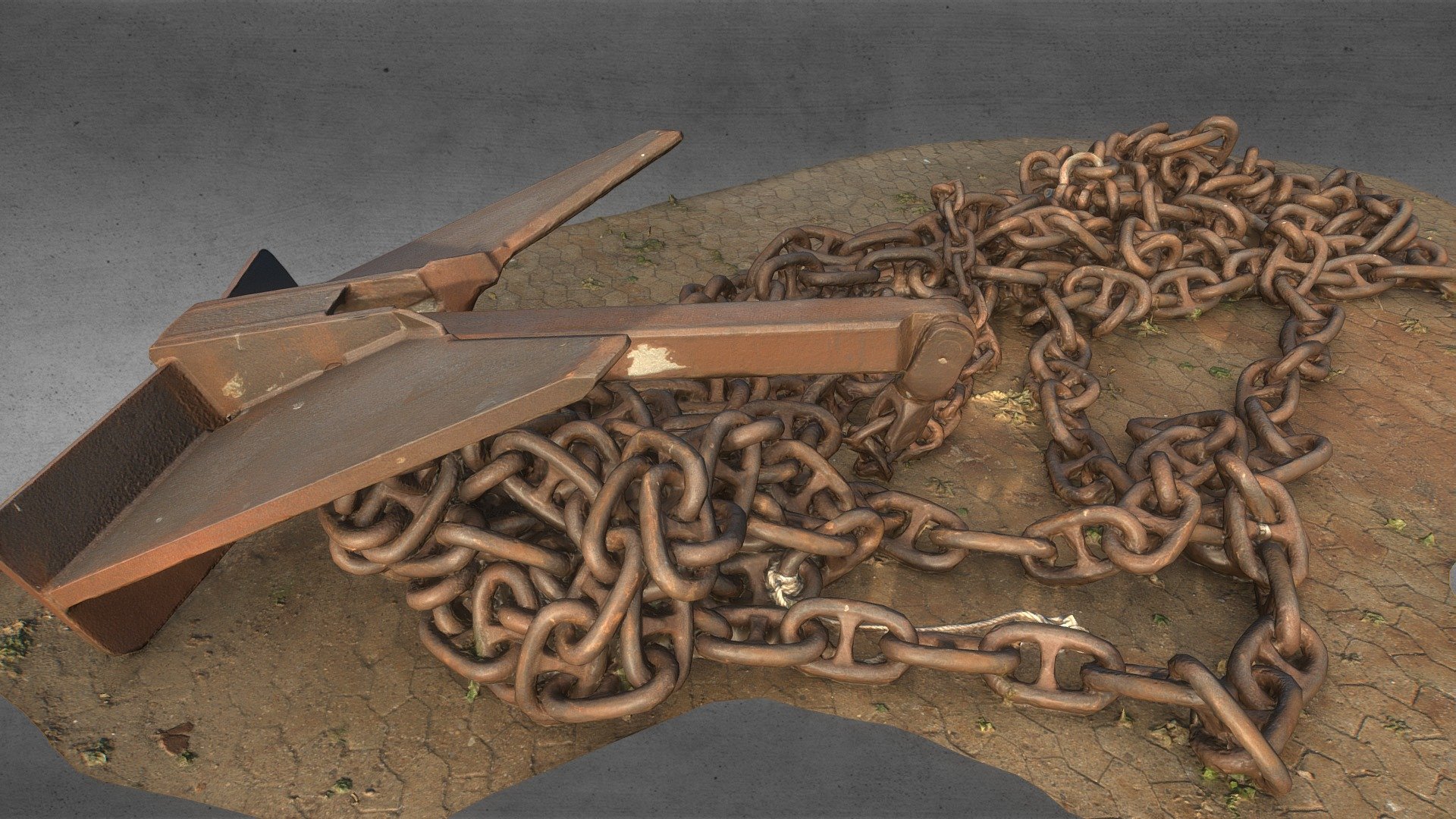 3D model of anchor and attached chains.

Scanned in the harbor of Cuxhaven on a cloudy day. Since the lighting condition were pretty good I managed to have sharp and consistent photos resulting in a good quality scan 3d model