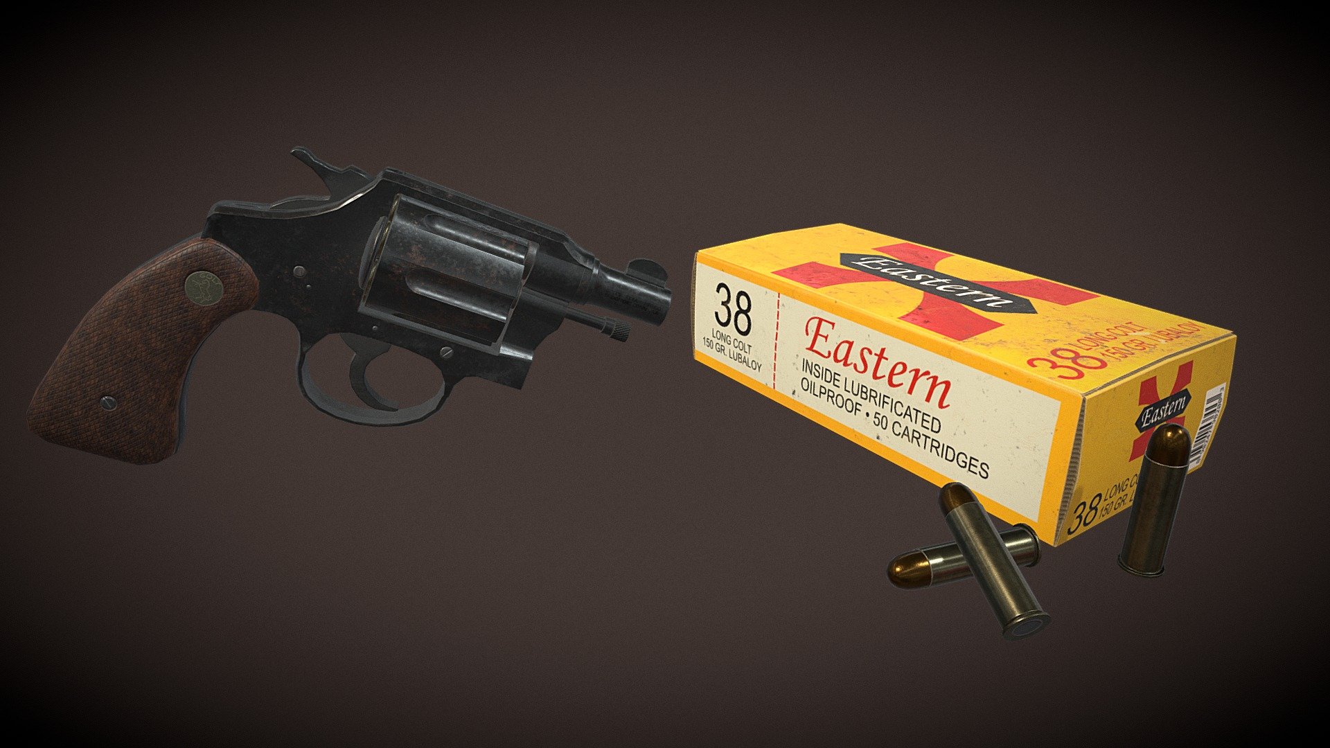 Realistic game-ready asset - .38 pistol and Cartridge Case.
Contains 2k and 4k textures .png, FBX files.

made with Substance Painter and Designer, Maya, Zbrush, Affinity Designer.

ps: I may provide another file formats if asked. Thanks! - 38 Pistol and Cartridge Case - Buy Royalty Free 3D model by oisougabo 3d model