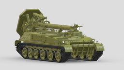 2S4 Tyulpan armored, printing, soviet, heavy, artillery, russian, print, ussr, printable, tracked, self-propelled, mortar, ordnance, asset, game, 3d, vehicle, military, gun, tulpan, tyulpan, 2s4, sm-240, spag