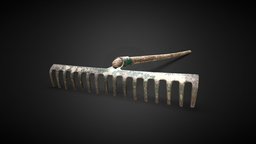 Garden Rake Old 3D Scan object, plant, garden, work, rust, tools, rusty, dirty, damaged, grunge, metal, tool, old, iron, nature, dusty, gardens, downloadable, game-asset, game-model, rake, gardentools, freemodel, implement, workroom, rusty-metal, photoscan, photogrammetry, lowpoly, 3dscan, wood, free, download, gameready