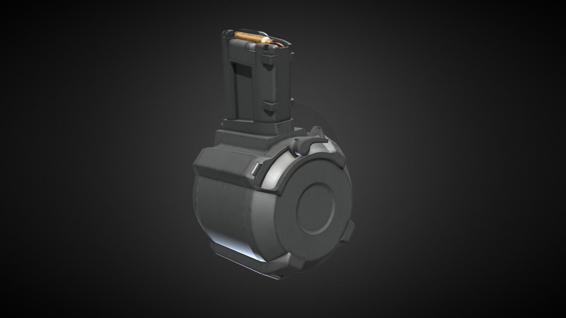 Its a drum that play sound of our people&hellip; pew pew pew&hellip;  

Model have one PBR Material in 4K. Black and FDE colors included.

Verts: 3.1K

Tris: 6.1K  

Made in Blender.  

PS. Model is not made to be 3D printed, do not ask for conversion or scalling 3d model