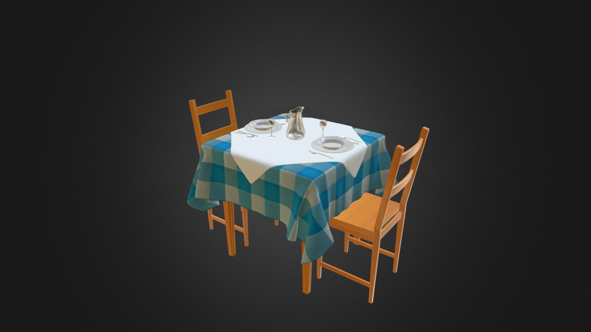 Detailed model of a Laid dining table. Suitable for indoor and outdoor scenes 3d model