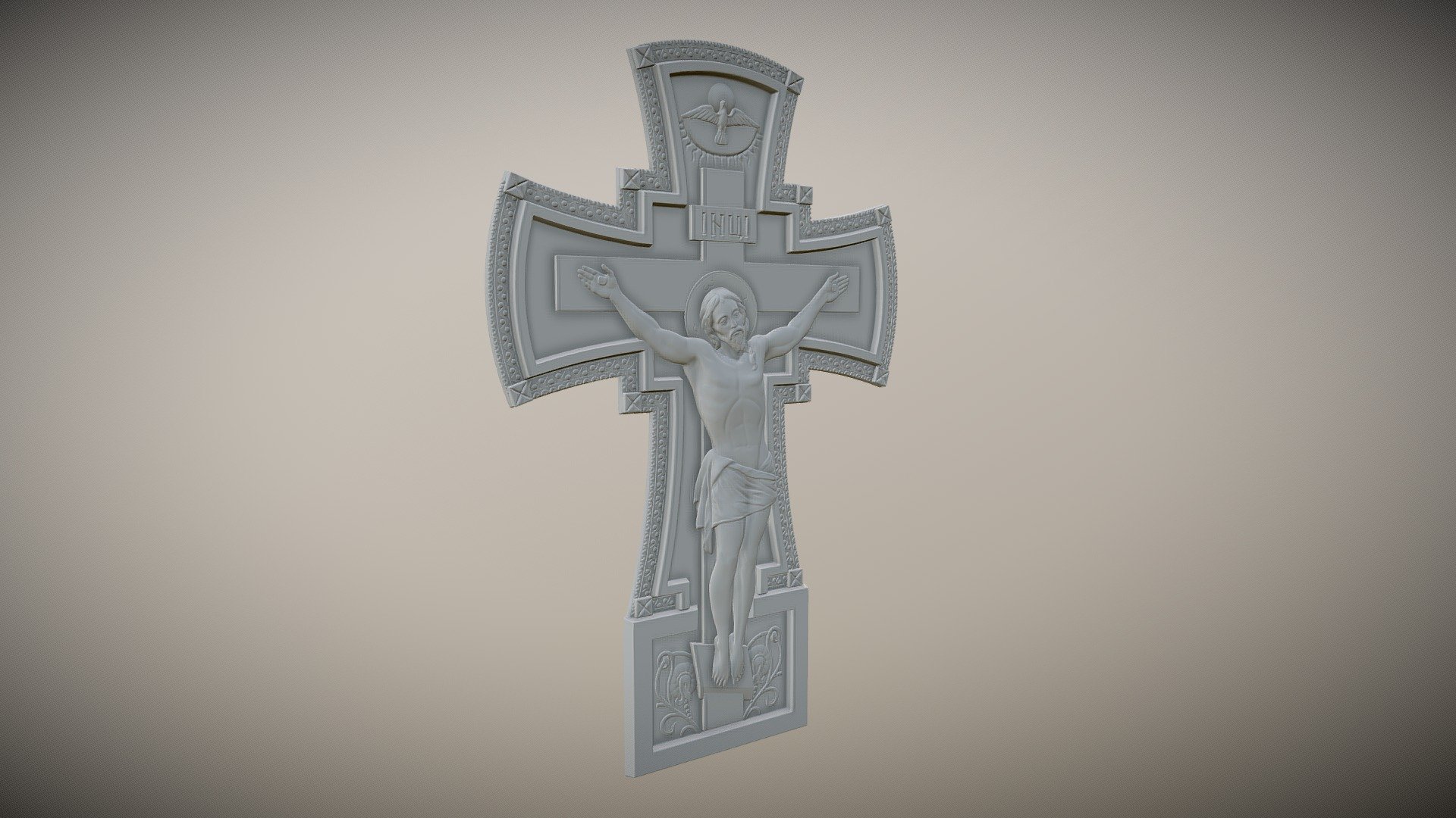 The crucifix is made with a photo of the old cross, early 20th century - Crucifixion - 3D model by AkSdev 3d model