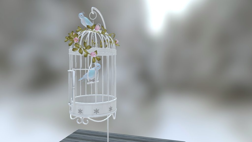 Bird Cage with Birds and Roses - Bird Cage and Birds - 3D model by Bridget (@bridgetlykin) 3d model