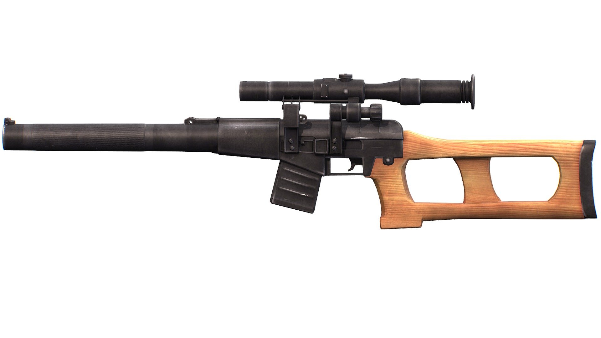 Silent Sniper Rifle Vintorez GRAU - 6P29 LowPoly model -1024x1024 textures, 3dsMaya file included 3d model