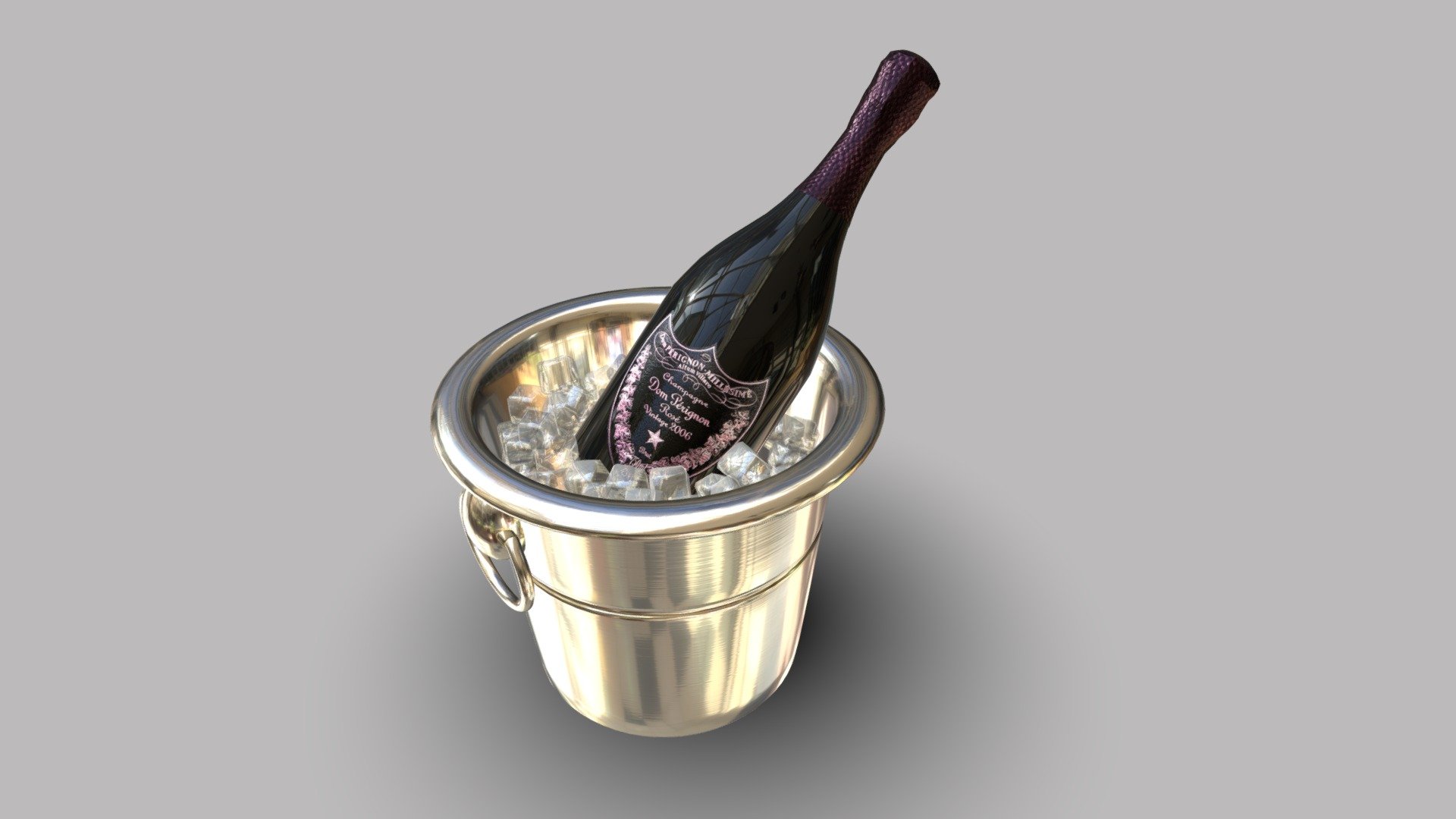 Famous Champagne Dom Perignon rose vintage 2006 - Champagne - Buy Royalty Free 3D model by Davide Specchi (@Davide.Specchi) 3d model