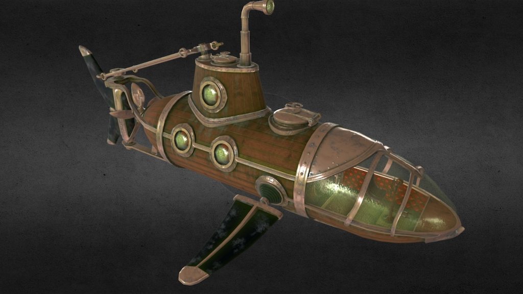 Old Submarine Shark - 3D model by Hara-Neko 3d model