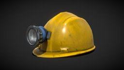 Miners Helmet hat, cap, work, accessories, miner, headgear, worker, accessory, flashlight, safety, builder, protective, headwear, low-poly, lowpoly, helmet, construction, industrial, safety-helmet