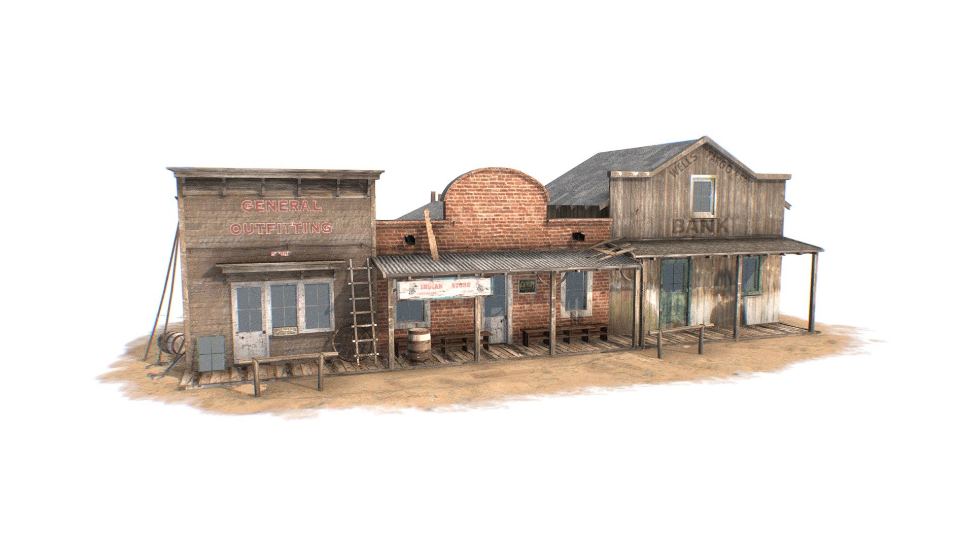 Wild West Buildings 3D Model - Wild West Buildings - Buy Royalty Free 3D model by Omni Studio 3D (@omny3d) 3d model