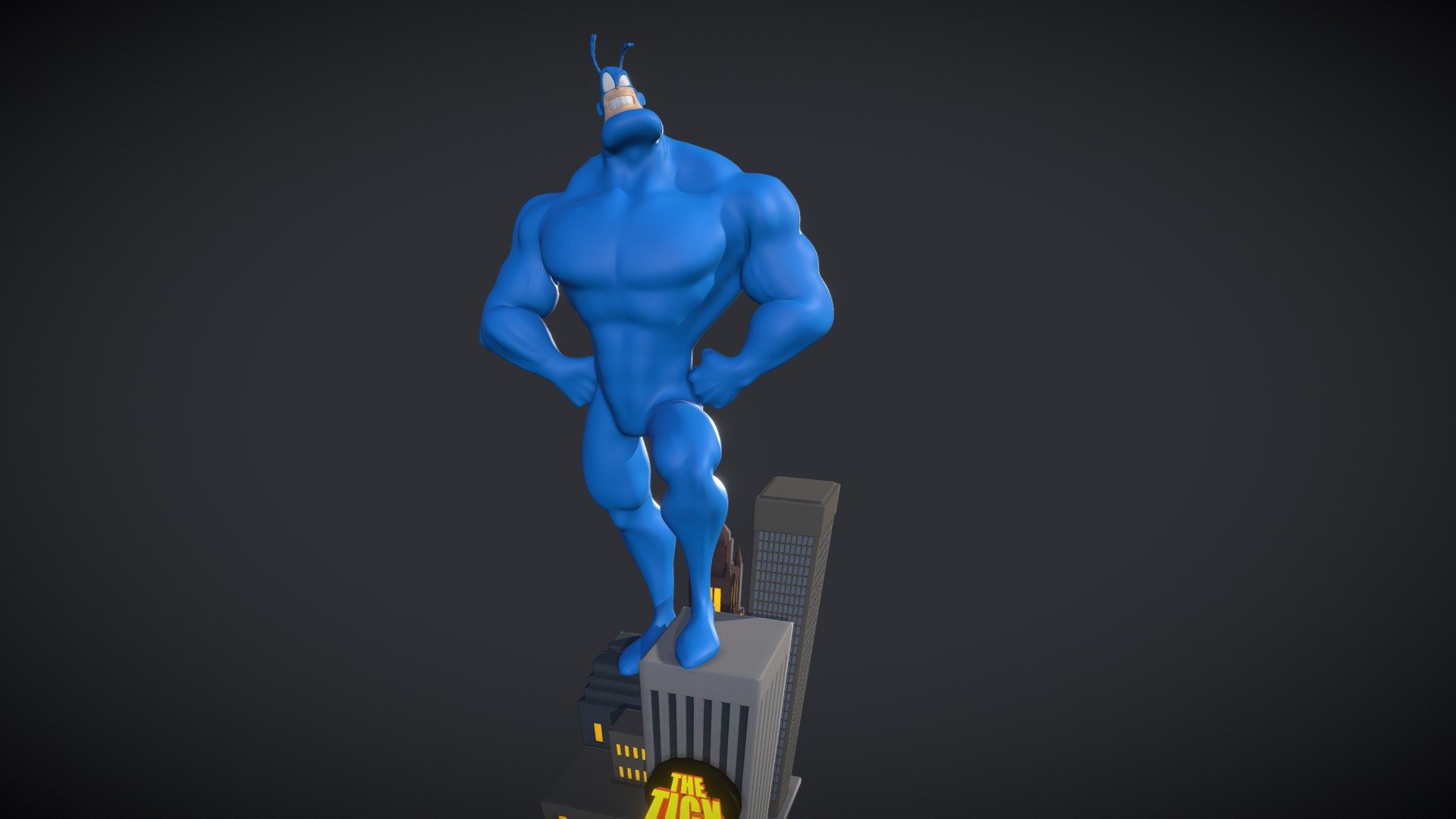 The big blue nigh-invulnerable one himself. From Ben Edlund's animated series of &ldquo;The Tick.