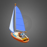 Yacht preview yacht, low-poly, cartoon, boat