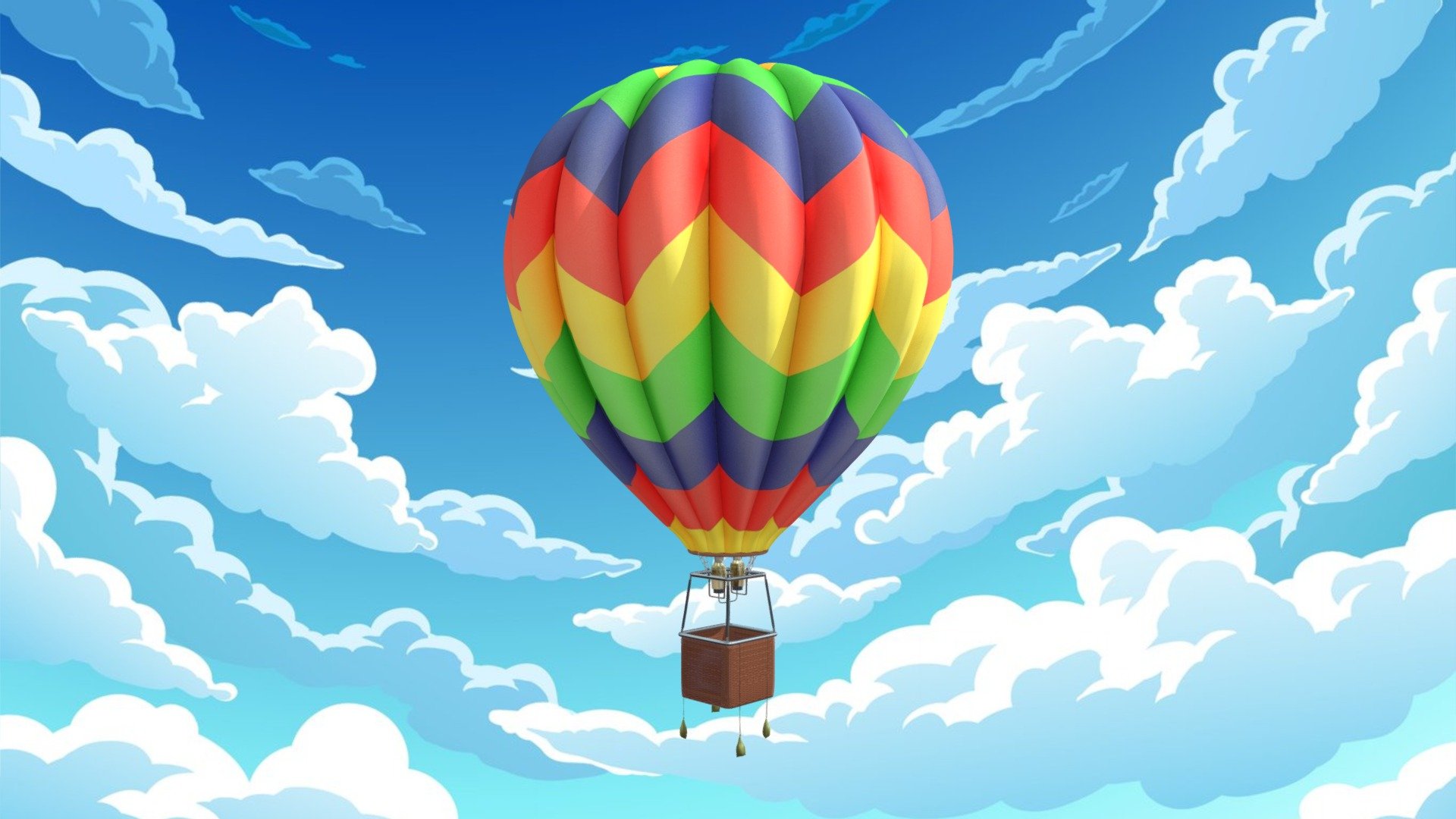A hot air balloon is a unique aircraft that relies on the basic principle of buoyancy. It consists of a large, lightweight envelope filled with hot air and a gondola or basket for passengers and equipment. The concept behind a hot air balloon is simple but elegant: hot air is lighter than cold air, so when the air inside the balloon is heated, it becomes less dense, causing the balloon to rise.

Hot air balloons are often used for recreational purposes and provide a serene and picturesque way to view landscapes from above. The gondola typically carries passengers and a pilot, and the flight is controlled by heating or cooling the air inside the balloon to ascend or descend.

Hot air ballooning represents a leisurely and eco-friendly form of flight, offering a tranquil experience and breathtaking views of the world from a unique perspective. It's a testament to human ingenuity and the pursuit of adventure in the realm of aviation 3d model