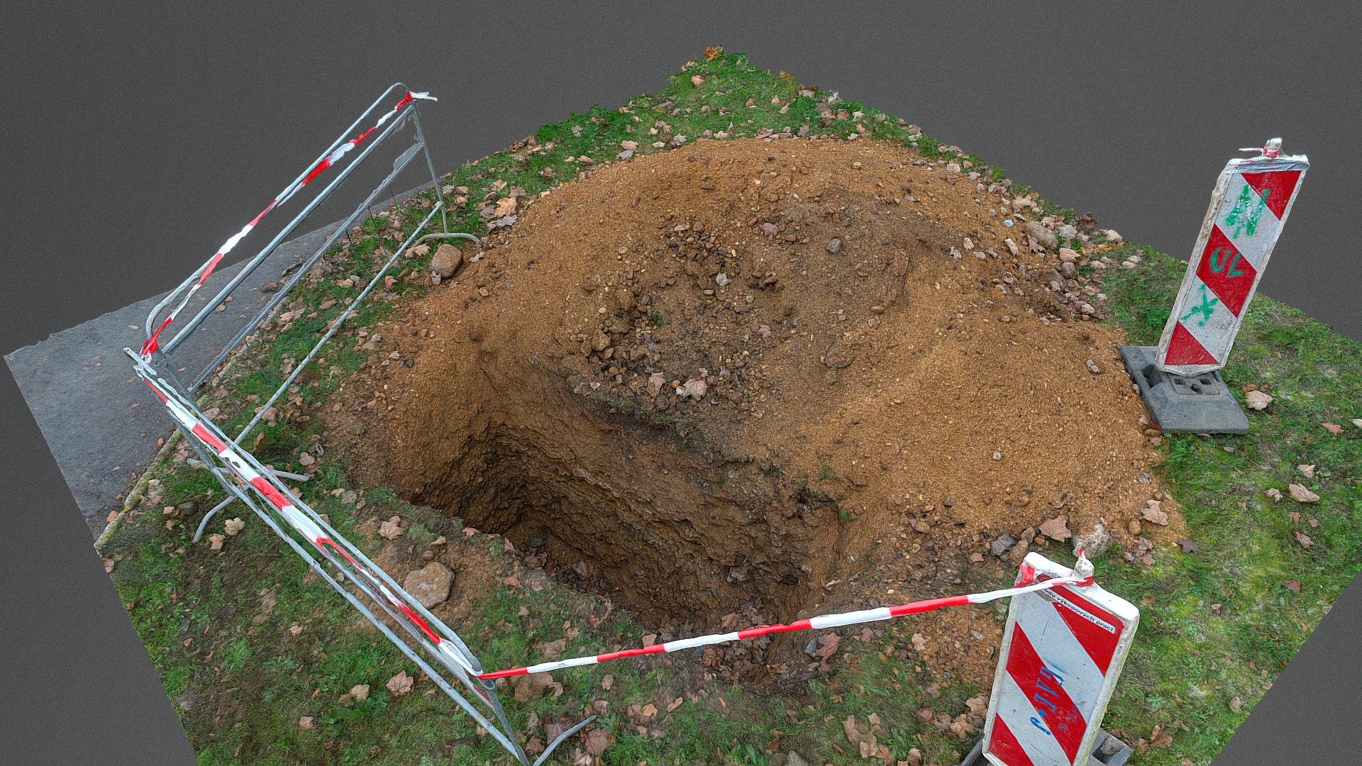 Construction dig site excavation street reconstruction ground earth work, grave hole, heap of clay mud

Raw photogrammetry scan (300x24MP), 2x16K texture - Construction dig site excavation hole - Buy Royalty Free 3D model by matousekfoto 3d model
