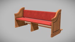 Church Bench cathedral, wooden, bench, prop, medieval, chapel, antique, furniture, vr, seating, old, basilica, pew, horrorgame, pray, substancepaint, substancepainter, substance, asset, game, lowpoly, chair, wood, church, horror