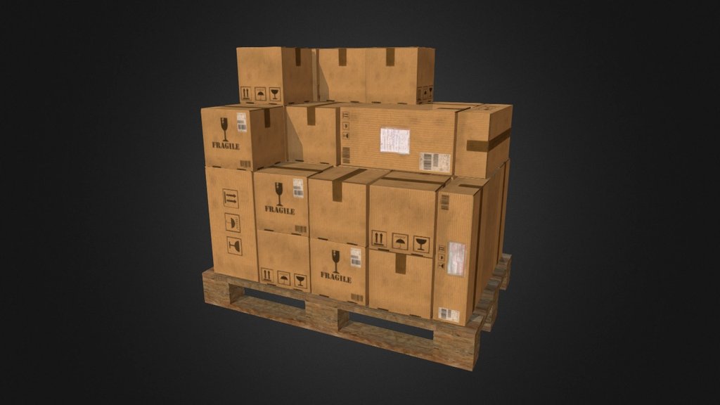 -link removed-  Pallet with boxes: - Poly: 3746 - Tris: 7196 - Texture: 1024x1024 (4x Diffuse)   Box 1: - Poly: 98 - Tris: 188 - Texture: 1024x1024 (Diffuse)  Box 2: - Poly: 98 - Tris: 188 - Texture: 1024x1024 (Diffuse)  Box 3: - Poly: 98 - Tris: 188 - Texture: 1024x1024 (Diffuse)  Pallet: - Poly: 120 - Tris: 240 - Texture: 1024x1024 (Diffuse) - Pallet with boxes (4 in 1) - 3D model by Longjing 3d model