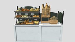 Store fixtures 11 AM216 Archmodel food, cake, roll, store, furniture, bread, bun, bakery, baguette, fixtures, shop