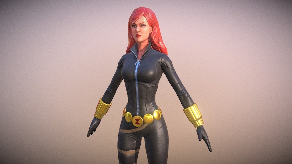 Black Widow Character Model Test for Marvel Avengers Alliance 2 - Black Widow - 3D model by flippednormal 3d model