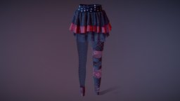 Skirt with lace kneesocks