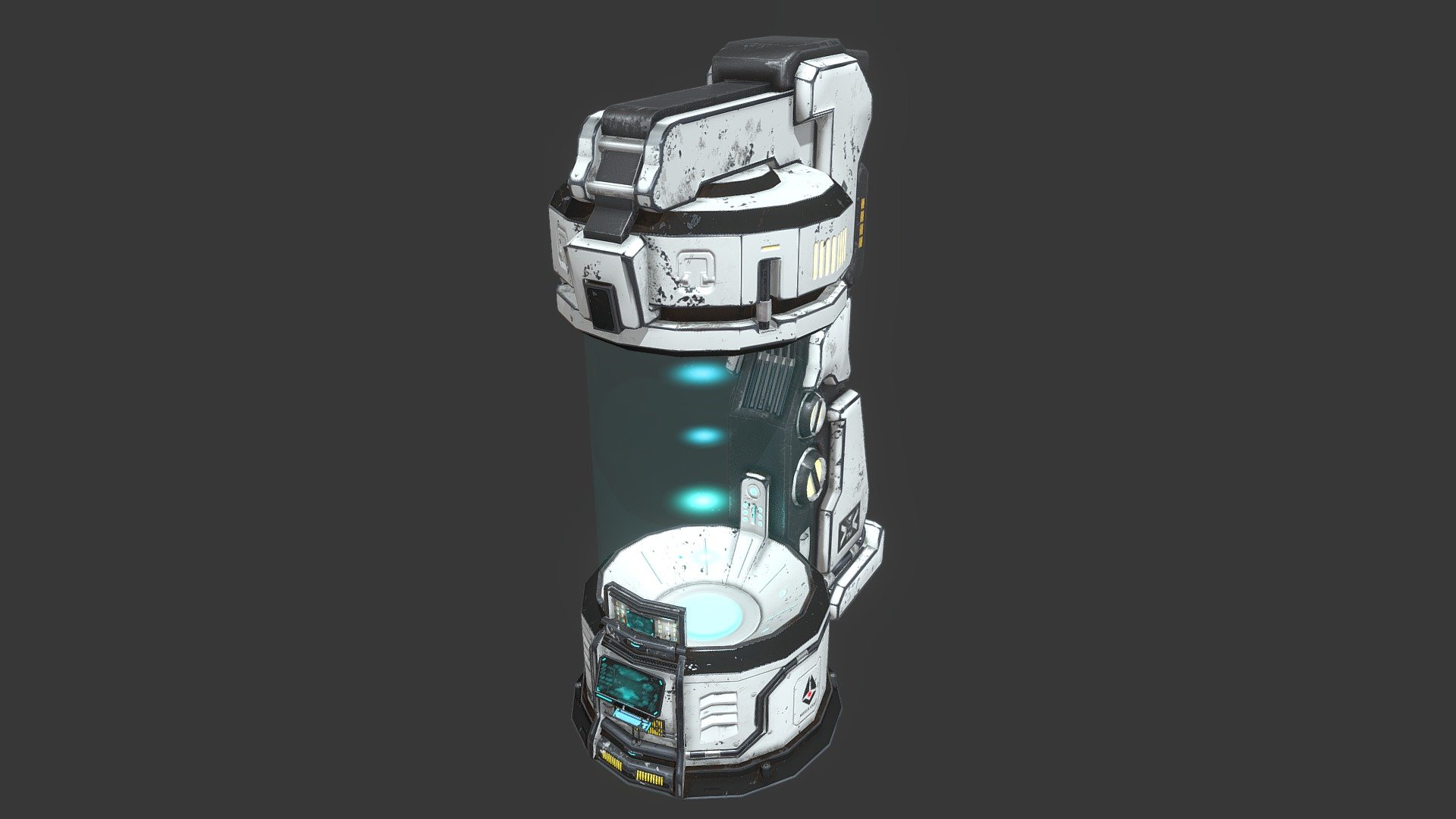 A low poly 3D model with baked normals based on futurist capsules 3d model