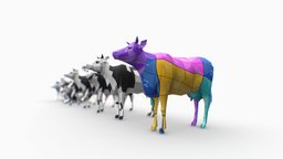 Cow horns, cow, b3d, basemesh, sitting, walking, mammal, milk, rest, farm, blender-3d, low-poly, blender, lowpoly, animal