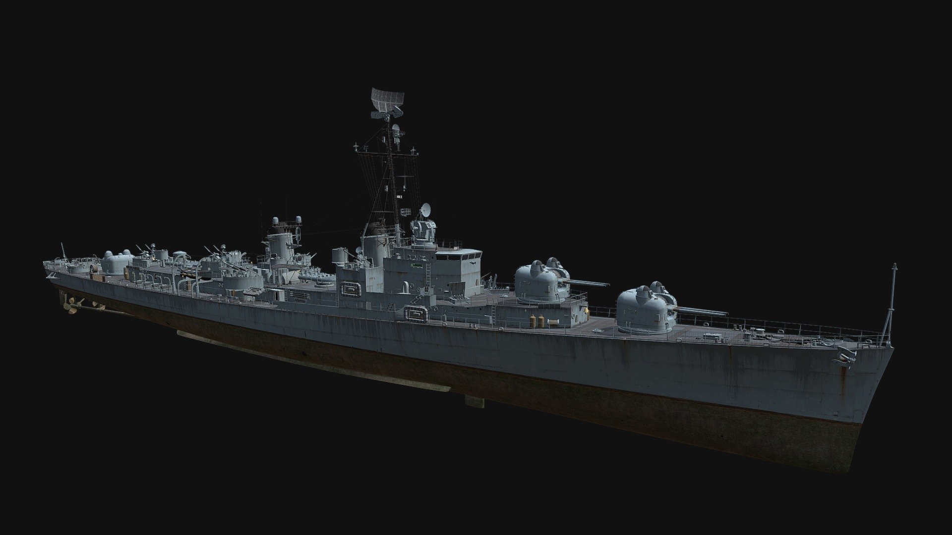 This model was developed by Wargaming for their popular game ‘World of Warships’. Play World of Warships now to send these ships into battle!

Use the following link to start playing!

https://worldofwarships.com/

Joshua Humphreys — American Tier ★ destroyer.

An air-defense destroyer similar in architecture to the Gearing-class ships. The destroyer's main armament comprises 10 torpedo tubes and powerful 127 mm dual-purpose mounts of a post-war design 3d model