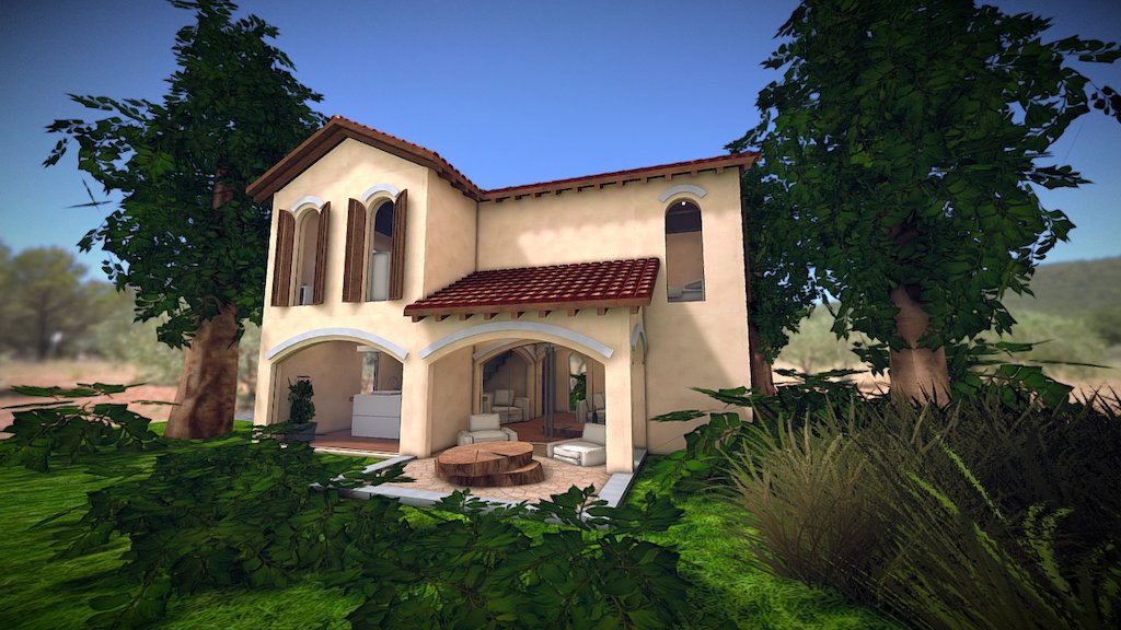 This House is built with the SHC Spanish Modern Kit. this kit helps designing low poly buildings with a classic spanish exterior and modern interior very efficiently Available at -link removed- - SHC Spanish Modern House 2 - 3D model by denniswoo1993 3d model