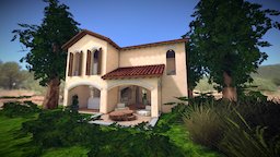 SHC Spanish Modern House 2 tree, room, modern, bathroom, cottage, couch, bedroom, villa, small, exterior, roof, terrace, living, kitchen, bungalow, mansion, large, spanish, sloped, glass, house, interior