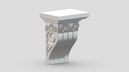 Scroll Corbel 30 stl, room, printing, set, element, luxury, console, architectural, detail, column, module, pack, ornament, molding, cornice, carving, classic, decorative, bracket, capital, decor, print, printable, baroque, classical, kitbash, pearlworks, architecture, 3d, house, decoration, interior, wall, pearlwork