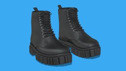 Modern Style  Black Boots 3D Model