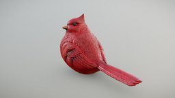 Cardinal Bird Figurine advanced, red, bird, painted, christmas, figurine, decor, statue, realistic, scanned, photometry, cardinal, pbr-texturing, pbr-materials, decoration, cardinal-bird, inciprocal