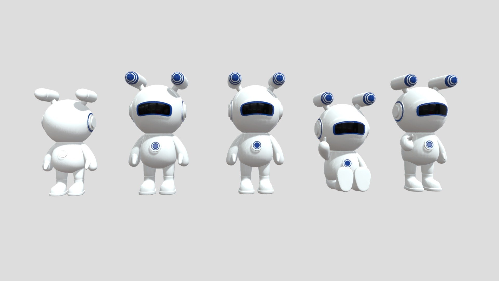 This is a cartoon model of a crew of astronauts - Robot astronuat space cartoon - 3D model by cha-xiao-shi 3d model