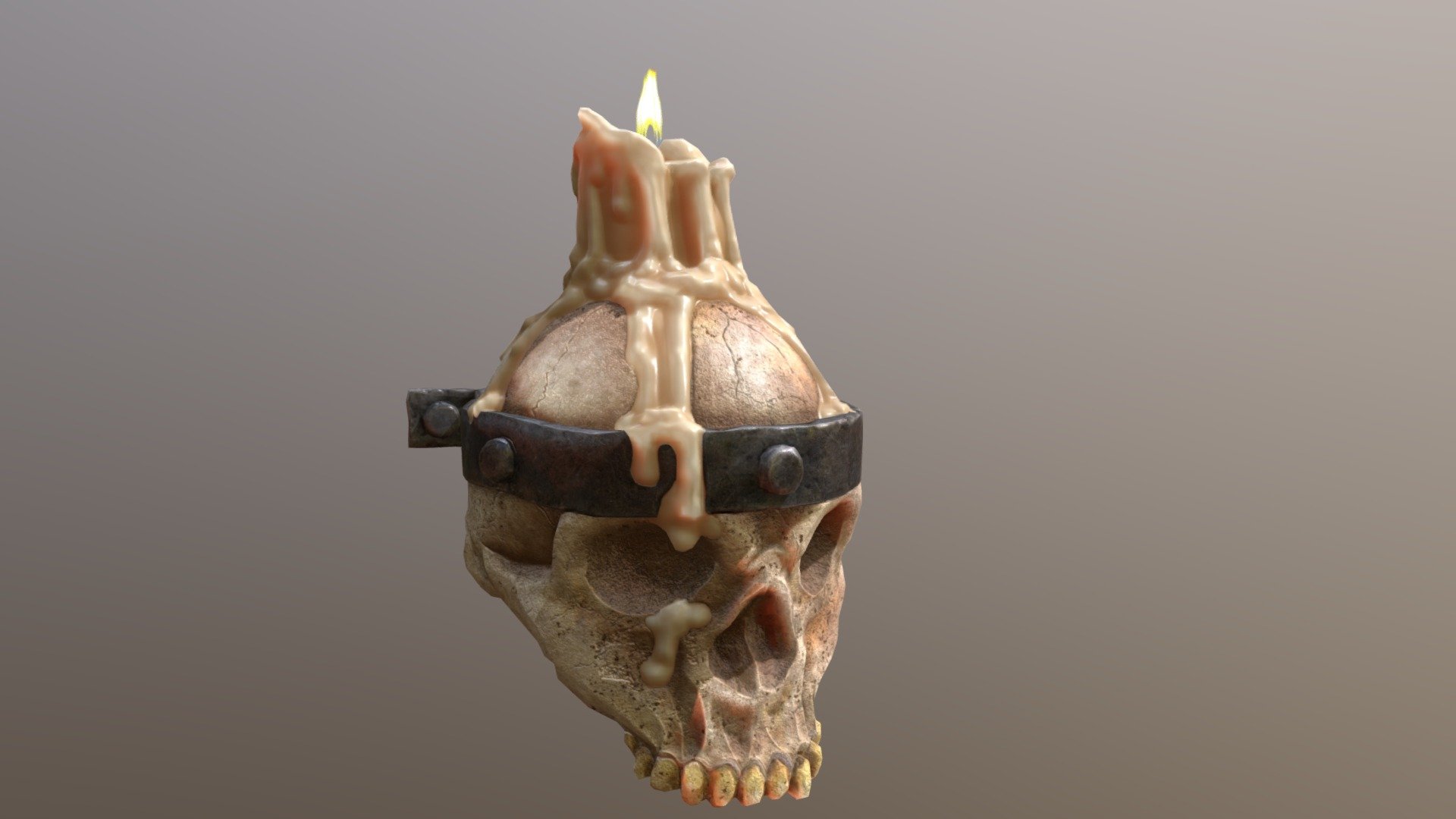 Halloween Spooky Wall Mounted Skull Candle 3D Model. This model contains the Halloween Spooky Wall Mounted Skull Candle itself 

All modeled in Maya, textured with Substance Painter.

The model was built to scale and is UV unwrapped properly. Contains a 4K and 2K texture set.  

⦁   6870 tris. 

⦁   Contains: .FBX .OBJ and .DAE

⦁   Model has clean topology. No Ngons.

⦁   Built to scale

⦁   Unwrapped UV Map

⦁   4K Texture set

⦁   High quality details

⦁   Based on real life references

⦁   Renders done in Marmoset Toolbag

Polycount: 

Verts 3509

Edges 7053 

Faces 3555

Tris 6870

If you have any questions please feel free to ask me 3d model