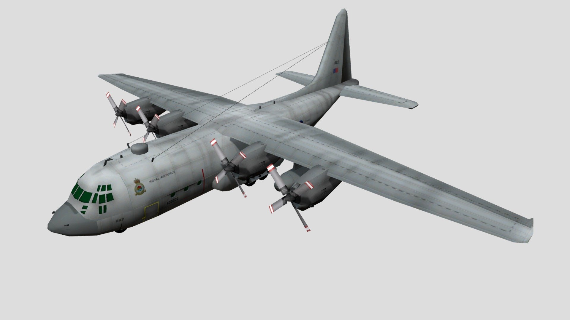 The Lockheed C-130 Hercules is an American four-engine turboprop military transport aircraft designed and built originally by Lockheed (now Lockheed Martin). Capable of using unprepared runways for takeoffs and landings, the C-130 was originally designed as a troop, medevac, and cargo transport aircraft. The versatile airframe has found uses in a variety of other roles, including as a gunship (AC-130), for airborne assault, search and rescue, scientific research support, weather reconnaissance, aerial refueling, maritime patrol, and aerial firefighting. It is now the main tactical airlifter for many military forces worldwide. More than 40 variants of the Hercules, including civilian versions marketed as the Lockheed L-100, operate in more than 60 nations 3d model
