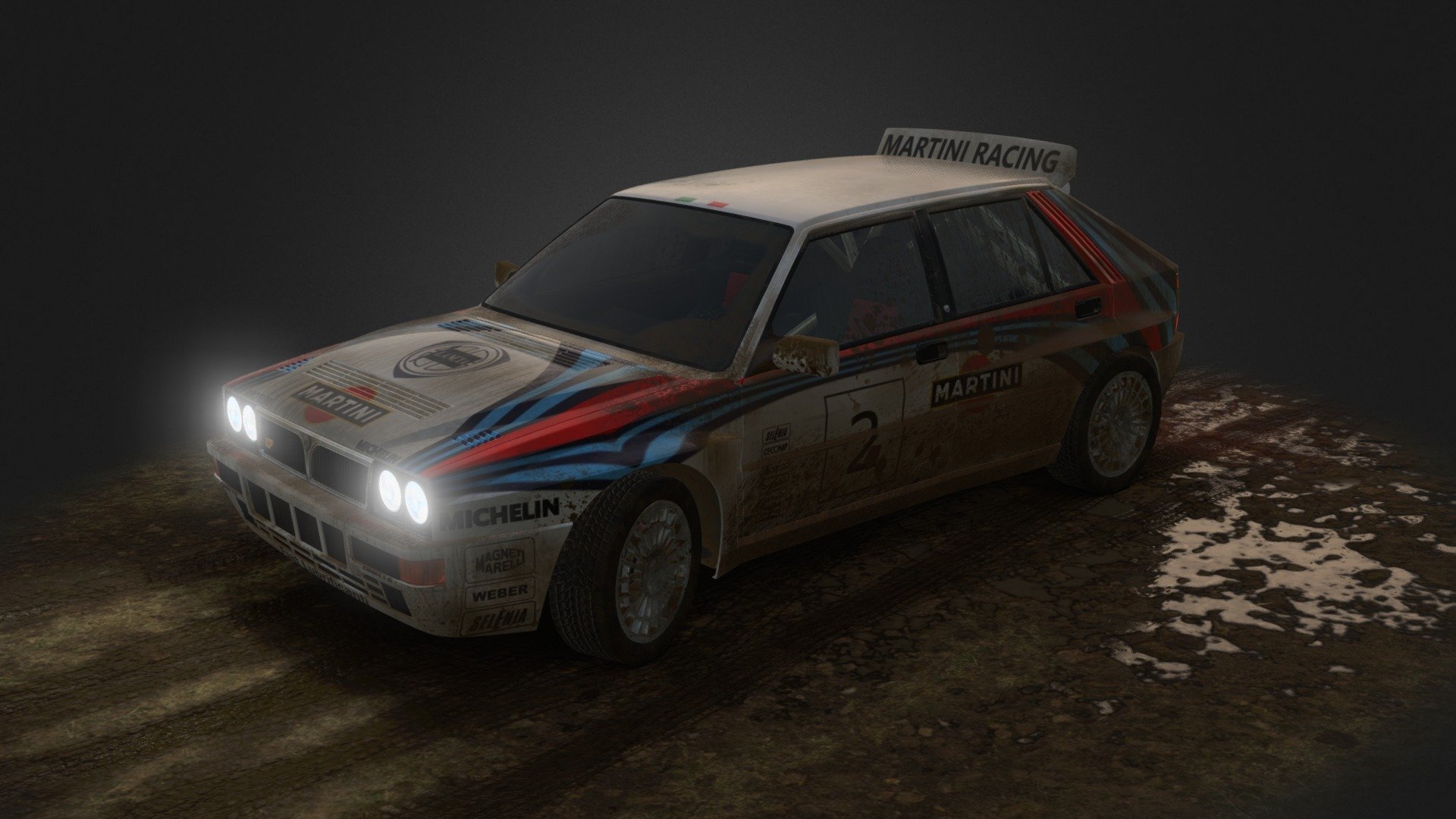 3D model credits: www.dmi-3d.net

The car was introduced for the 1987 World Rally Championship season and dominated the World Rally Championship, scoring 46 WRC victories overall and winning the constructors' championship a record six times in a row from 1987 to 1992, in addition to drivers' championship titles for Juha Kankkunen (1987 and 1991) and Miki Biasion (1988 and 1989), making Lancia the most successful marque in the history of the WRC and the Delta the most successful car 3d model
