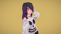 Alice cute, b3d, ps1, handpainted, blender, lowpoly, stylized, anime