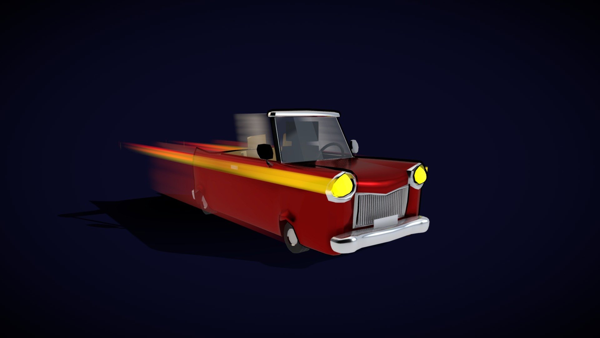 This is a Red Cartoon Cadillac Car With Light Motion Lines 3d model