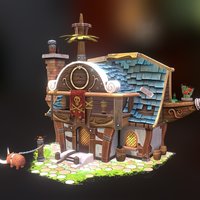 Stylized Pirate House exterior, assset, envrionment, character, unity, architecture, game, gameart, house, car, ship, pirate, stylized, building