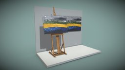 Oil Painting easel, picture, mist, oil-painting, software-service-john-gmbh, handpainted, low-poly, pbr, decoration, dirk-john-2015, foehr