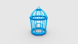 Cartoon Bird Cage cute, bird, household, cage, pet, tools, metal, mew, birdcage, lowpolymodel, handpainted, cartoon, stylized