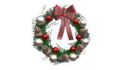 Christmas Wreath winter, bow, cone, wreath, christmas, realistic, game-ready, fir, ribbon, pinecone, noble, new-year, christmas-tree, eucalyptus