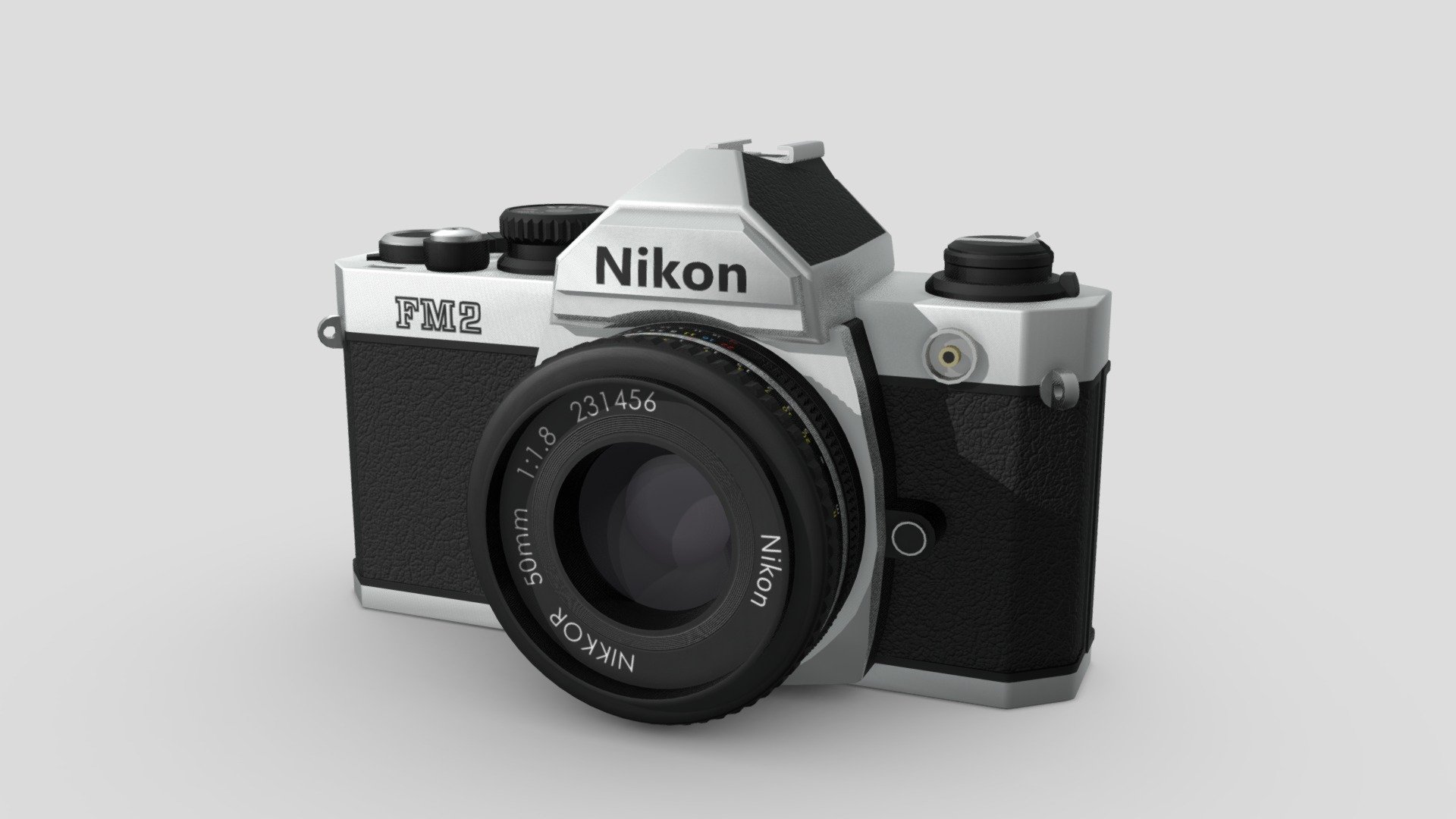 High-poly model of a vintage Nikon FM2n film SLR from the 1980s. Modelled in Blender. All materials have been baked into albedo/roughness/metallic/oppacity maps. The texture resolution is 4k 3d model
