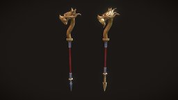 Weapon diffuse, autodesk, dungeon, videogame, hunter, handpaint, medieval, staff, allegorithmic, gameloft, diffuseonly, substancepainter, weapon, handpainted, texturing, game, photoshop, 3dsmax, lowpoly, mobile, zbrush, fantasy, dragon, gold