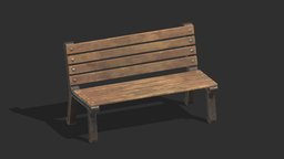 Bench 04 Generic Low Poly PBR Realistic wooden, style, plank, bench, exterior, rust, realtime, worn, vr, park, ar, dirty, outdoor, seating, realistic, old, iron, destroyed, lods, asset, pbr, lowpoly, design, street, gameready, moderm