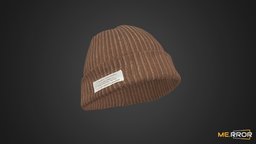 [Game-Ready] Brown Beanie hat, winter, textile, fashion, brown, ar, 3dscanning, fabric, warm, beanie, photogrammetry, 3dscan, noai, fashion-scan, brown-beanie, brown-hat