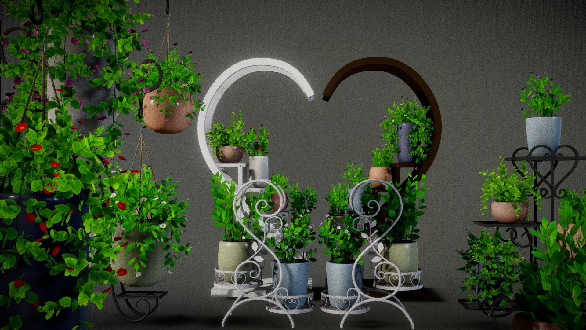 Hanging Pots Collection with Plant Stands
All the maps included in the blend file and also packed in additional files.


you can easily apply them onto the model based on material ID.


3 Additional Blend files also included:- 
* Plants Blend file
* Plants with pots
* All Assets Collection

Thank You! - Hanging Pots Collection with Plant Stands - Buy Royalty Free 3D model by Nicholas-3D (@Nicholas01) 3d model