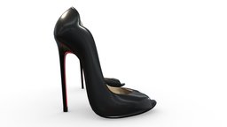 Female Elegant Black Peeptoe High Heels Shoes red, leather, high, heel, fashion, wedding, business, shoes, shiny, beautiful, heels, elegant, pumps, formal, patent, stilettos, pbr, female, black