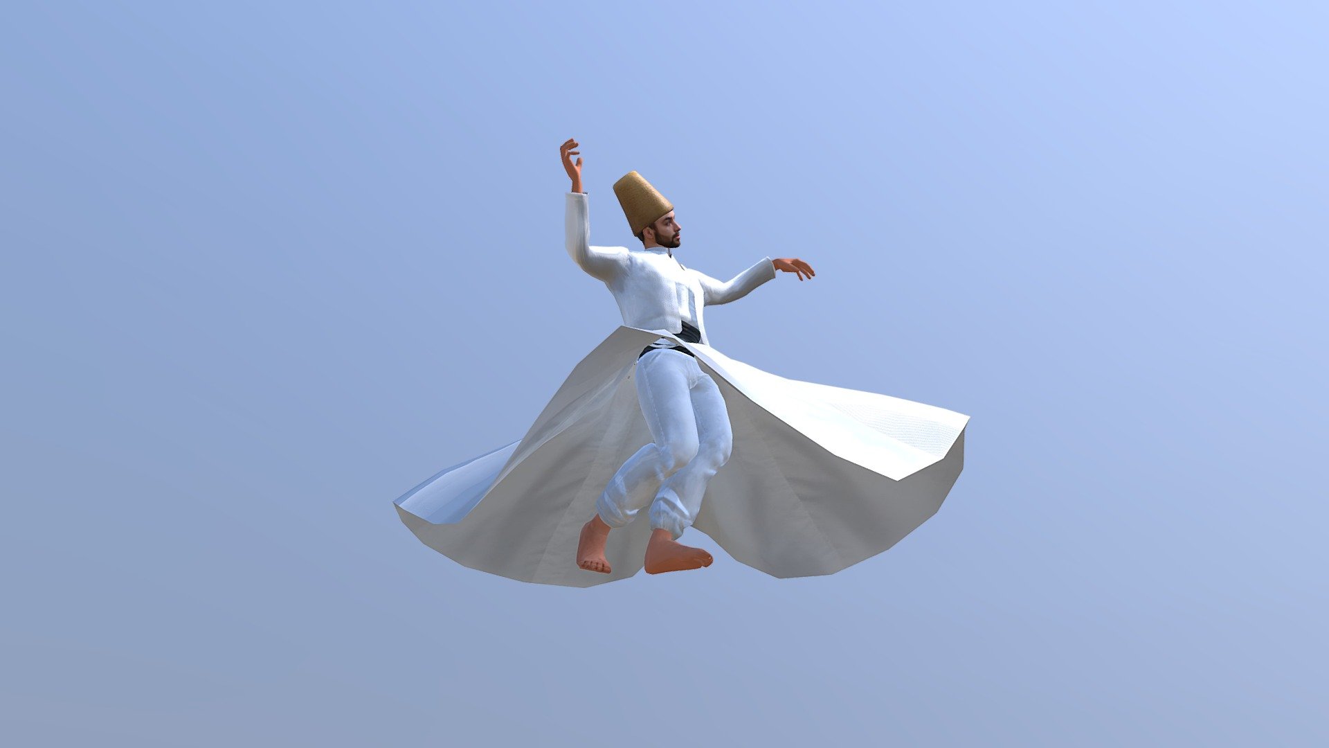 3D model Turkish Dervish. The model is mobile, animated, dancing, circling. The model is optimized for AR - 3D model Turkish Dervish - 3D model by FreegenGO! (@FreegenGroup) 3d model