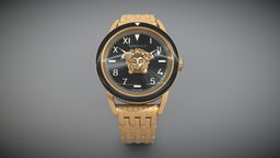 VERSACE PALLAZO Ve2V00322 vr, ar, wristwatch, sapphire, versace, pbr, lowpoly, watch, gold, pallazo, ve2v00322