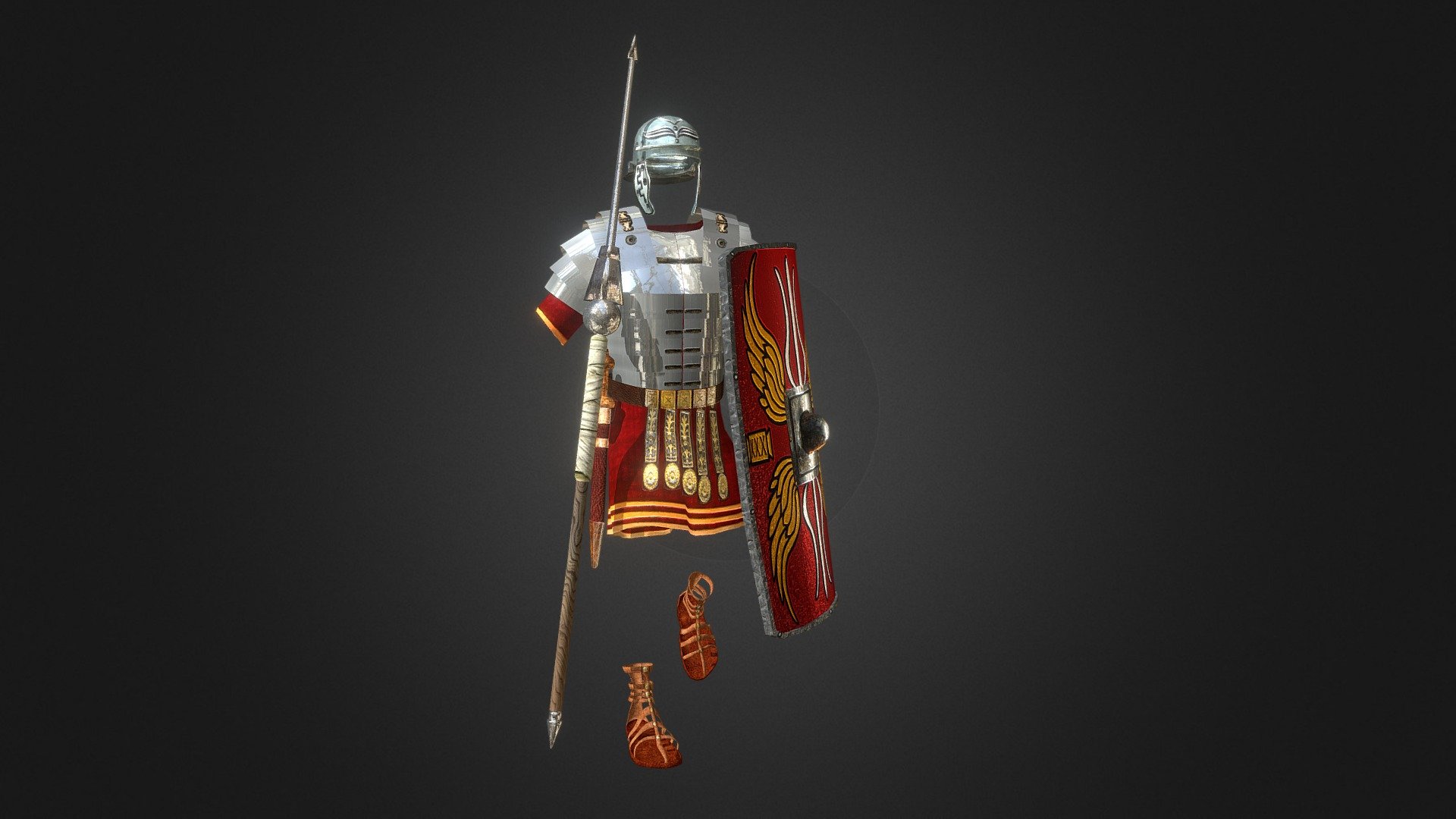 3ds max model,rigged with cat and skin modify - Roman Armor-rigged,animated In Progress - Buy Royalty Free 3D model by pinotoon 3d model